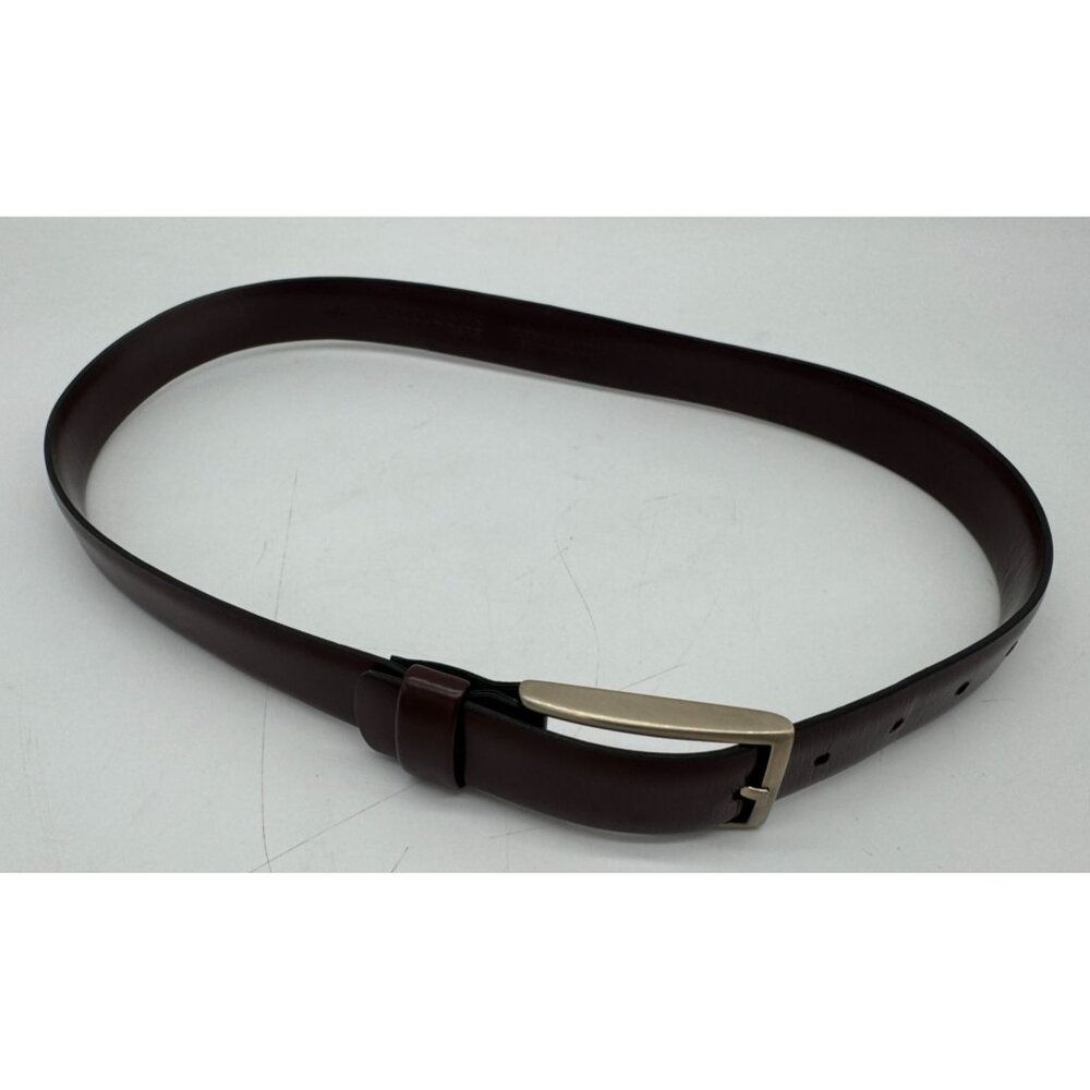 Kenneth Cole Men's Casual Leather Belt Silver Tone Buckle Size 34 Brown New York